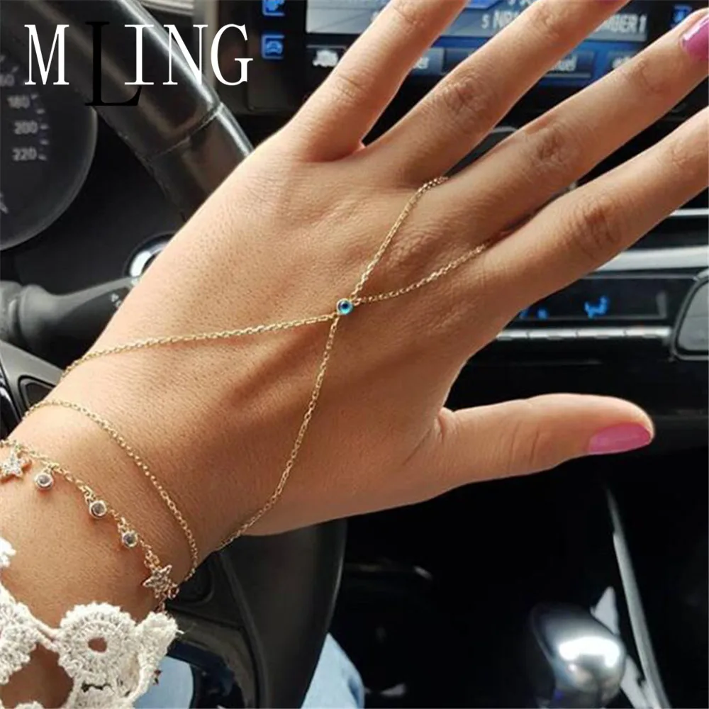 MLING 2 шт./компл. винтажный браслет из золотого сплава с кристаллами модный со