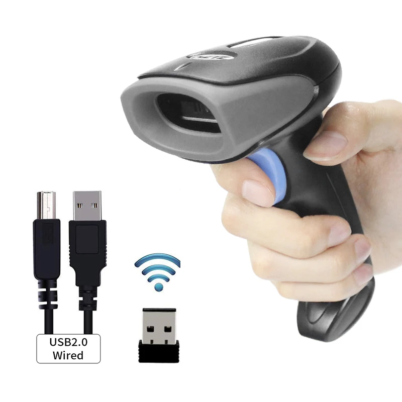 Беспроводной сканер штрих кода HZTZ USB проводной/2 4G беспроводной 1D считыватель для