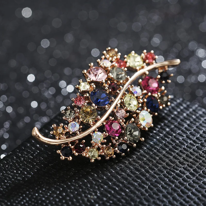 Разноцветная булавка с кристаллами для женщин гальванизированная Золотая брошь