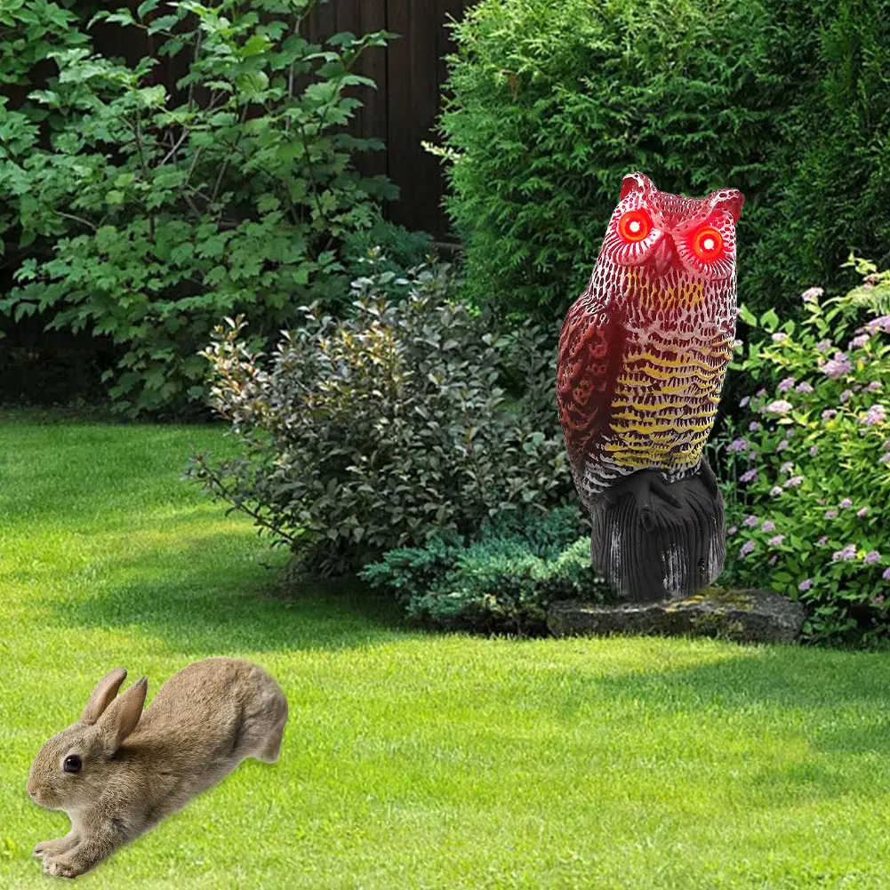 Scarecrow Owl Decoy Statue Make Sound Realistic Fake Owl Hand-painted Garden Protector For Outdoor Pest Deterrent Bird Repellent