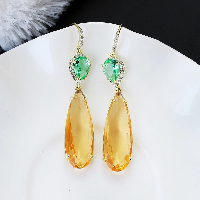 Очень девушка 50 мм в форме капли серьги персонализированные зеленые со стразами