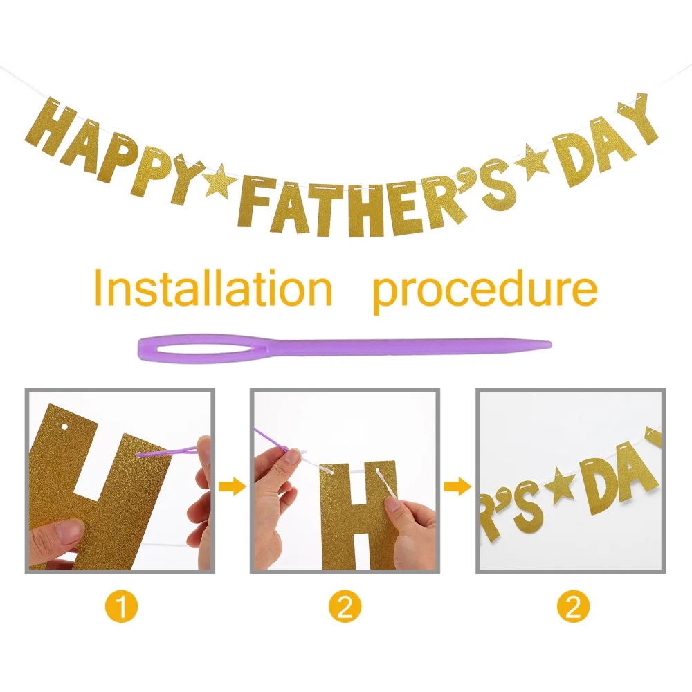 

1Pc Festive Decorative Banner Father's Day Paper Bunting Garland Party Supply