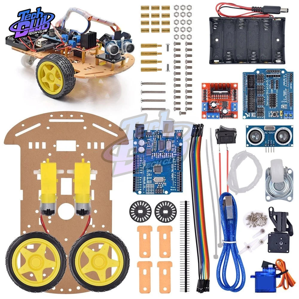Ultrasonic obstacle avoidance L298N motor drive 2WD smart robot car Chassis kit Module for Arduino R3 DIY | Инструменты