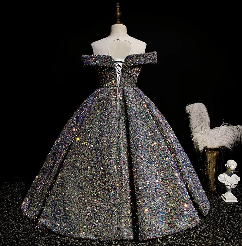 Роскошное длинное кружевное платье принцессы с блестками бальное цветочным