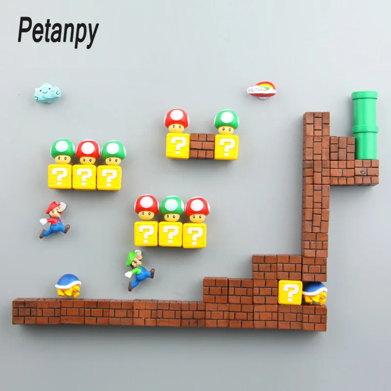 39 шт. 3D украшение стереоскопические магниты на холодильник в стиле Super Mario Bros