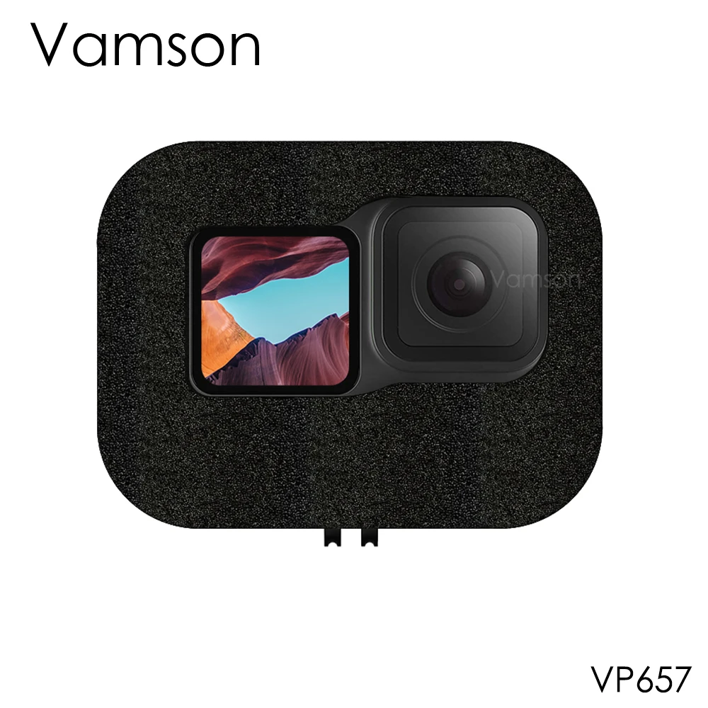 Пенная ветрозащитная крышка Vamson для GoPro Hero 9 черная губка камеры шумоподавление |