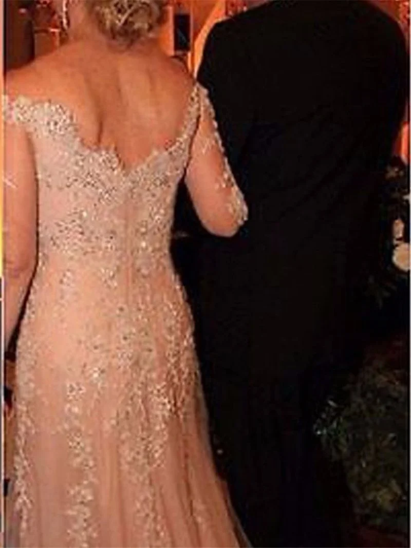 

Mother of The Bride Dress Three Quarter Off The Shoulder Wedding Party Gowns Appliques Floor-Length Mother Dresses for Wedding