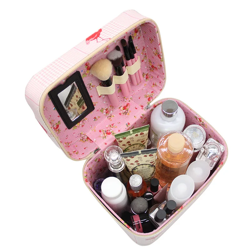 Женская косметичка из ПУ кожи с фламинго|Наборы инструментов для макияжа| |