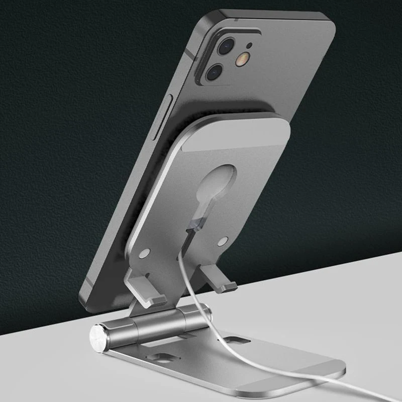 for magsafe phone charger holder aluminium desktop phone stand holder rotation magnetic wireless fast charging stand for iphone free global shipping