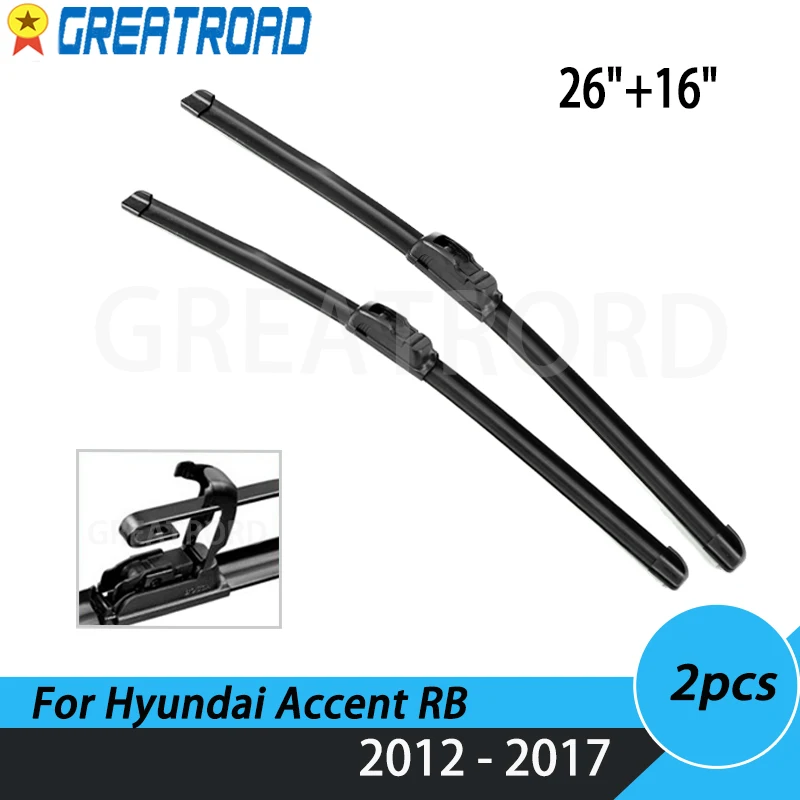 Щетки стеклоочистителя для Hyundai Accent RB 2012 - 2016 2017 26 + 16 дюймов |
