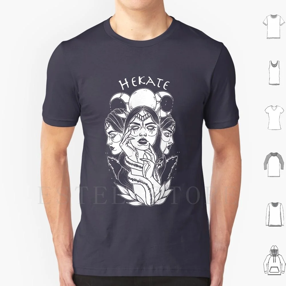 Hecate-Mother Of The Crossroads T Shirt Print Cotton Hekate Hecate Greek Goddess Triple Moon Phase Underworld Dark Mother Crone