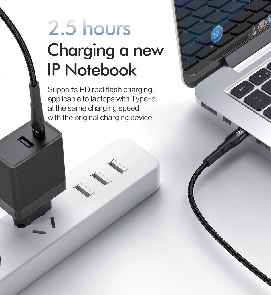 ROCK 60 Вт PD USB C к usb type C кабель для Macbook Xiaomi Redmi Note 8 Pro Quick Charge QC4.0 PD Быстрая зарядка кабель для зарядного устройства