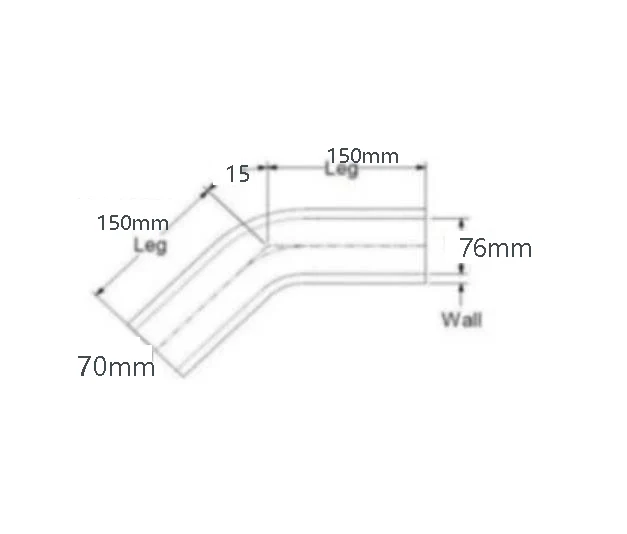Силиконовый шланг 15 изгибов id70/76 мм длиной 150
