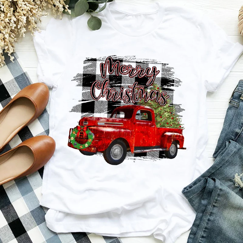 

Xmas Gift Women Lady Cute Reindeer Autumn Winter Merry Christmas Womens Clothes Tee for Tshirt Female Tops Graphic T-shirt