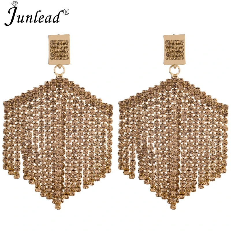 Необычные Роскошные блестящие висячие серьги ZA с кристаллами массивные