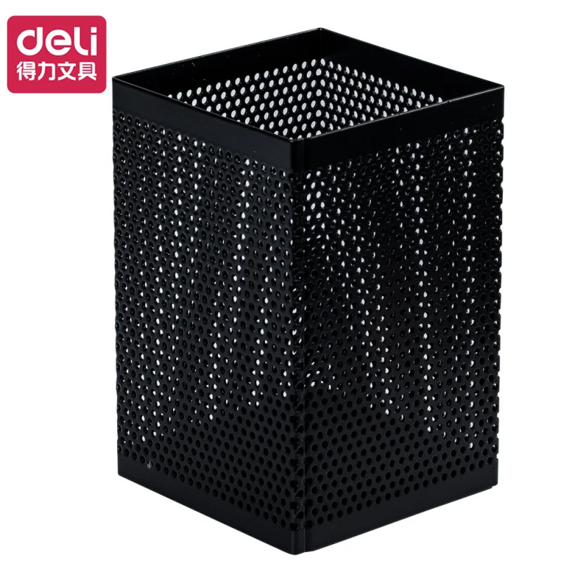 

Deli Square Pen Holder Large Capacity Pencil Barrel Metal Mesh Stylus Desk Organizer Office Student Creative Storage Canister