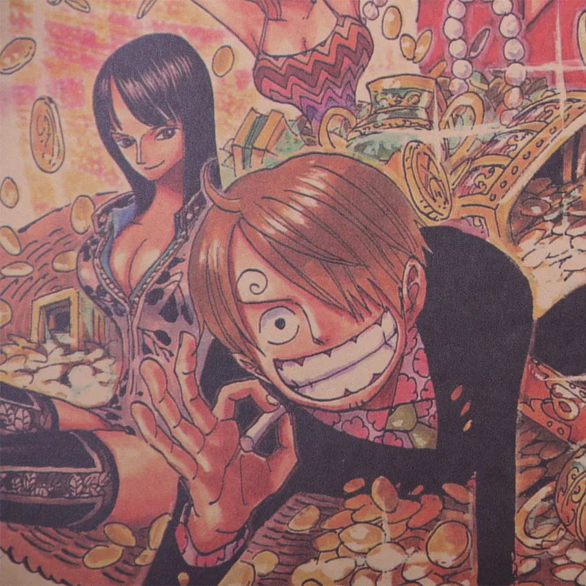 Классический Аниме one piece персонаж коллекция винтажные наклейки плакат на крафт-бумаге домашний декор живопись стикер на стену 50X35 см