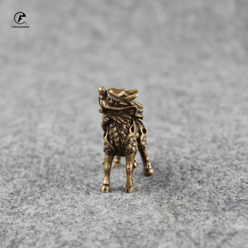 Старинные Бронзовые Настольные Украшения в виде китайского зверя Qi Lin старинные