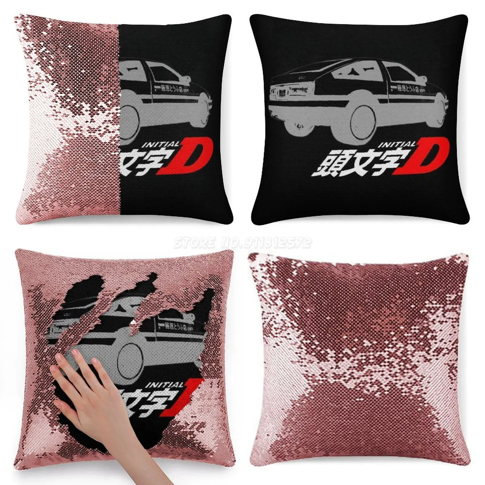 Наволочка с белыми блестками Initial D модная наволочка подарок для нее Аниме Манга