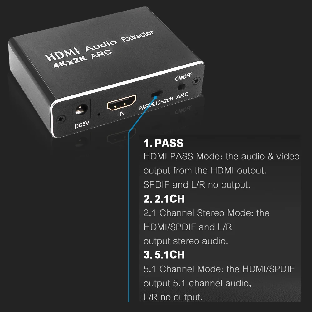 3D оптический TOSLINK SPDIF 5 1 ARC HDMI аудио экстрактор сплиттер 4K x 2K 30 Гц в | Электроника