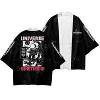 men japanese black astronuat print kimono traditional samurai costume clothing blouse shirt haori yukata jacket and pant
