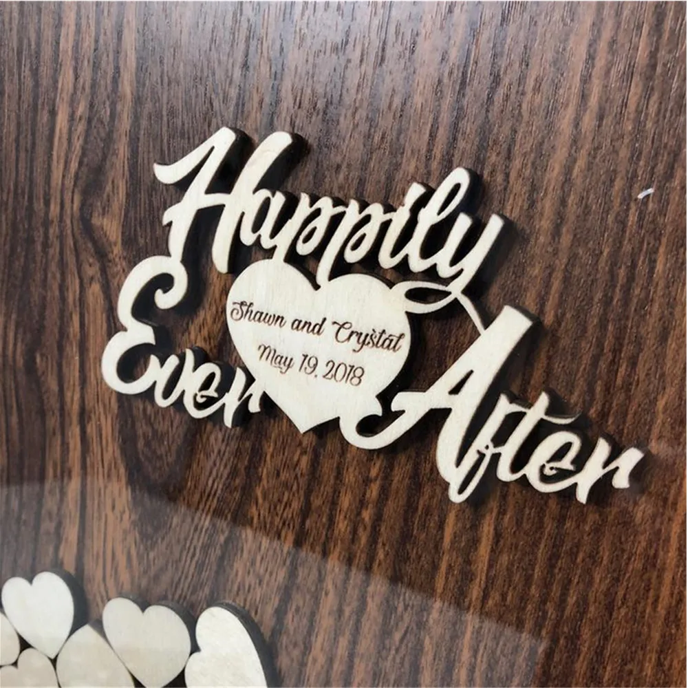 Альтернативная персонализированная книга для гостей на свадьбу Drop Top Box Guestbook Frame Rustic Unique Heart Sign On.