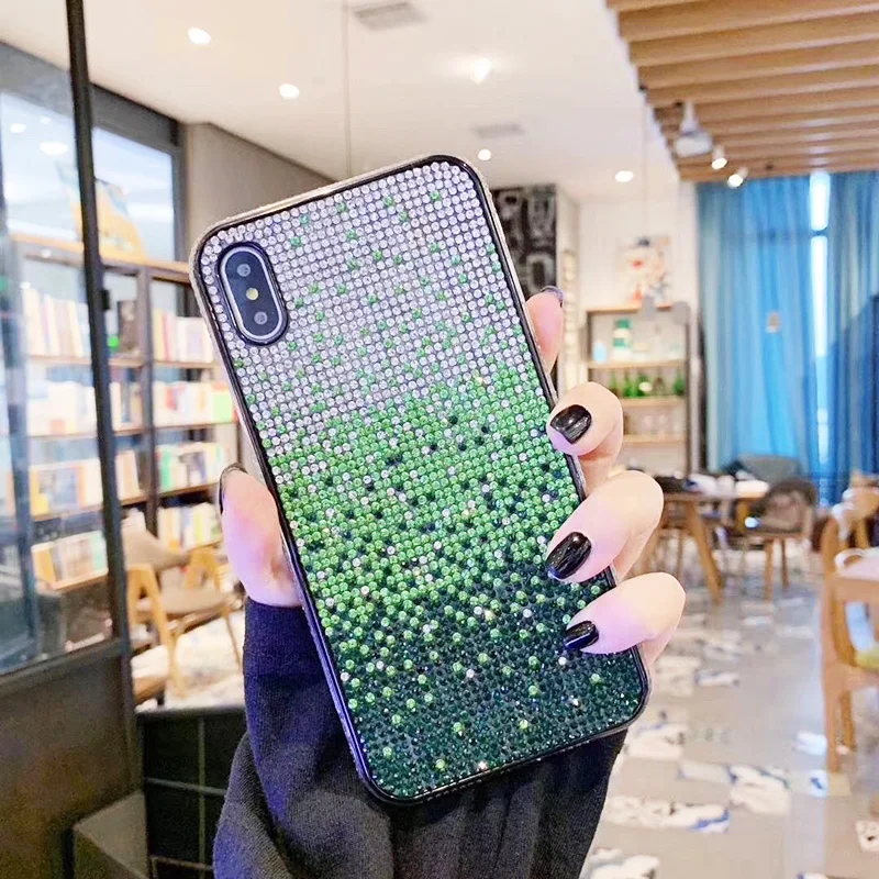 Роскошные блестящие градиентные чехлы со стразами для телефонов iPhone 13 12 11 Pro XS Max XR