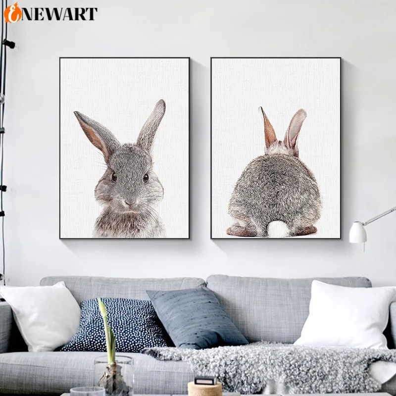 Детские постеры с животными и принтами Rabbite холст картина для детской стены