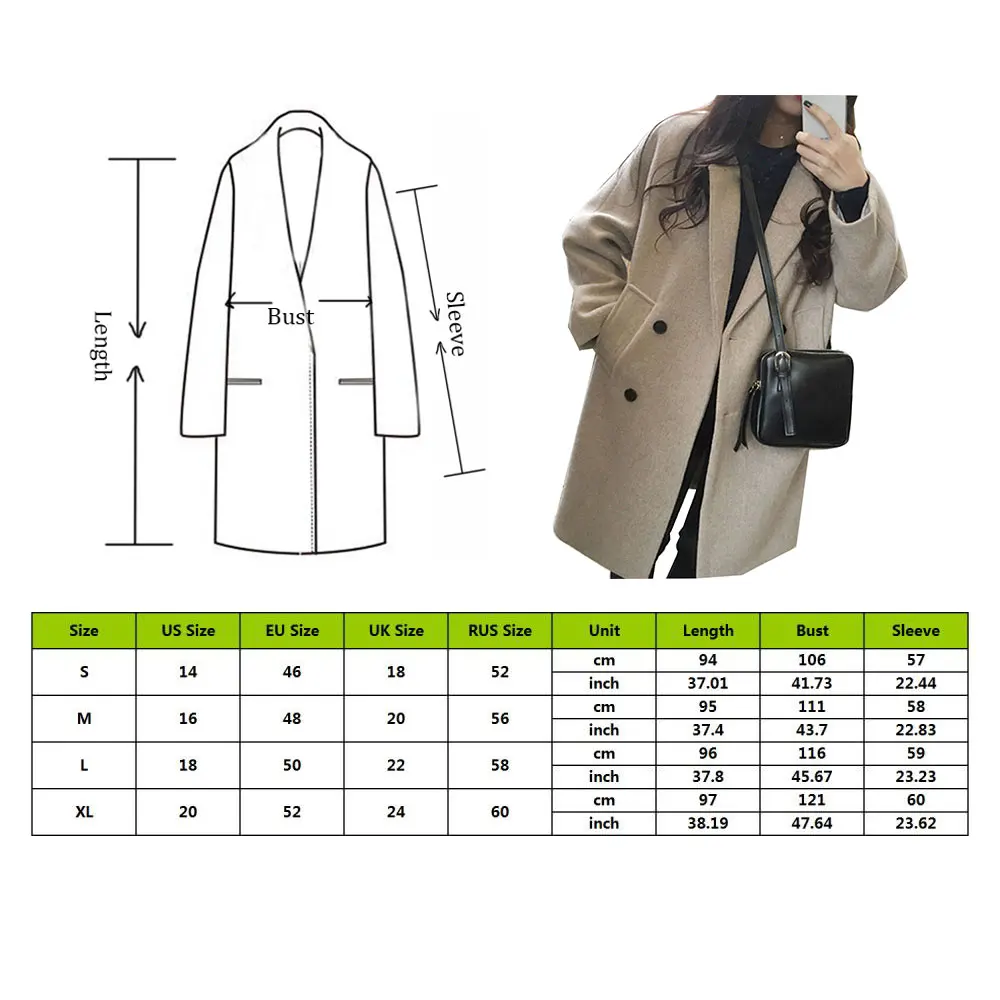 LASPERAL Новое тонкое шерстяное пальто женское с длинным рукавом с отложным воротником Верхняя одежда куртка Повседневная Осень Зима модное пальто