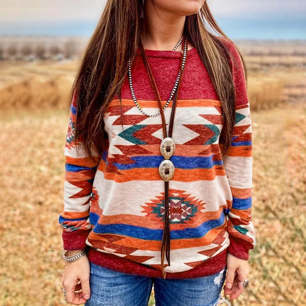 Новая модная женская блузка с длинными рукавами и круглым вырезом Осень-зима