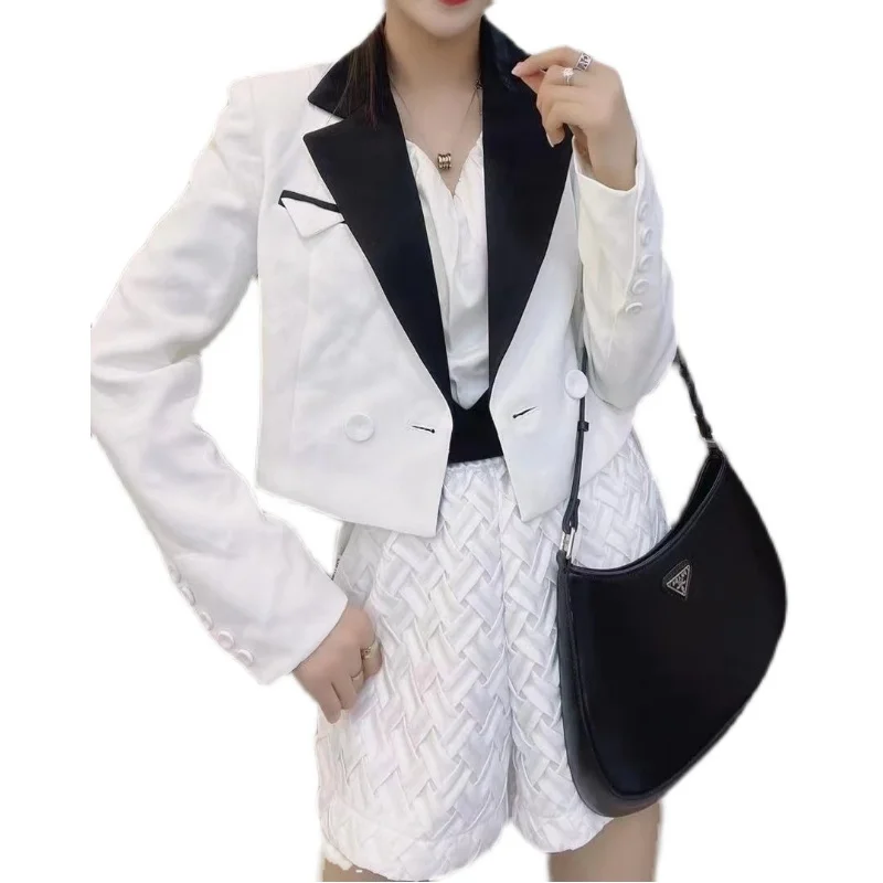 

Short Suit Jacket Women's Spring 2021 New Design Contrast Blouse Women Plus Size Luxury Tweed Blazer Blazers Casual