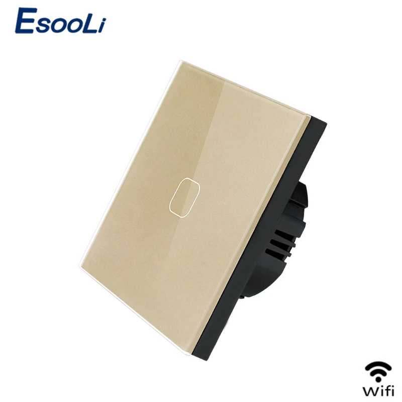 WiFi Glod 1 Gang EsooLi стандарт ЕС Tuya/Smart Life/ewelink 1/2 банда WiFi настенный светильник сенсорный переключатель для Google Home Amazon Alexa Голосовое управление - Цвет: WiFi Glod 1 Gang