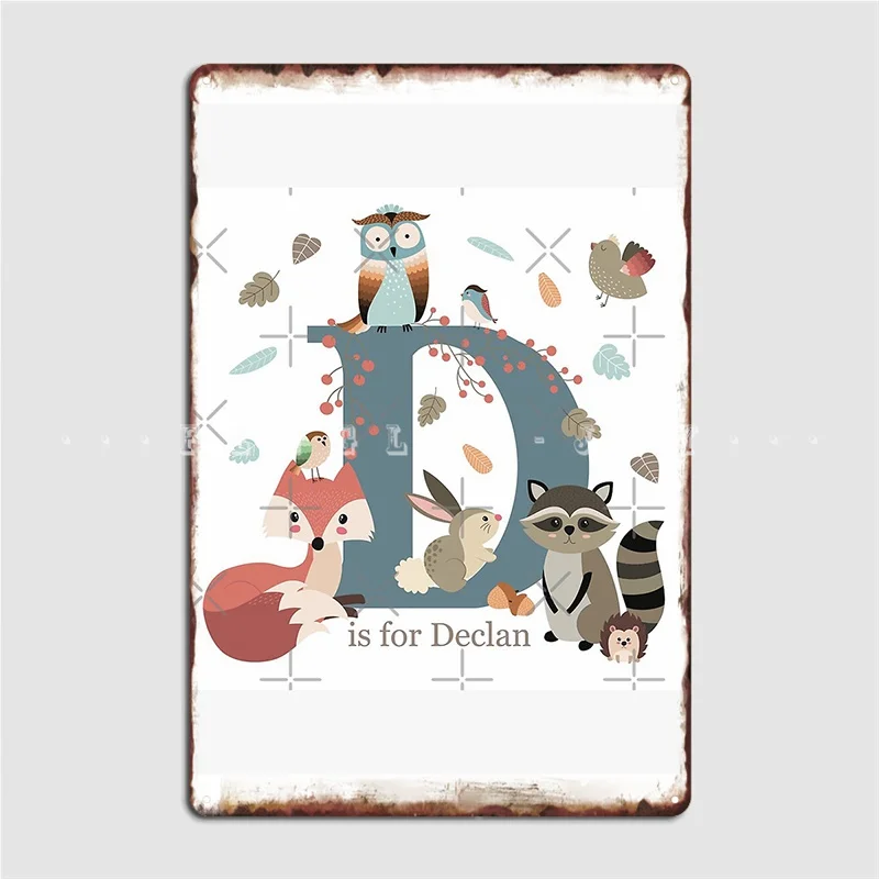 

D Is для decan, персонализированные подарки для детей, металлический плакат с табличкой, паб, паб, гараж, винтажная роспись, жестяной плакат