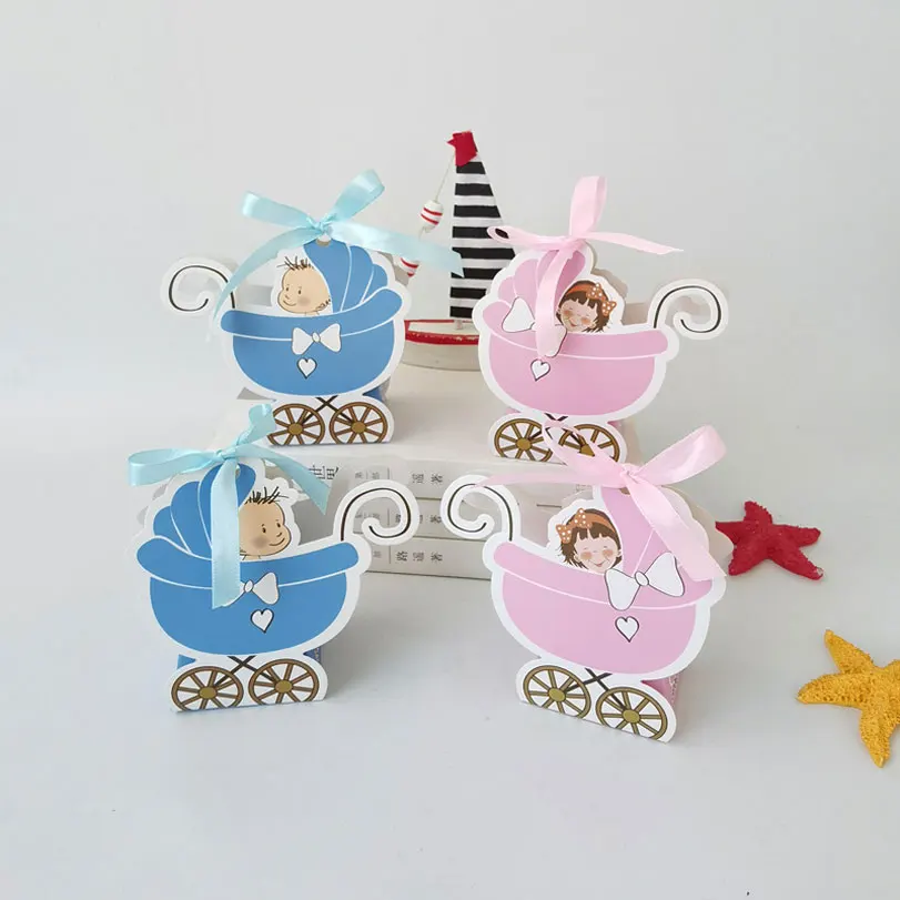 

Baby Carriage Candy Box Baby Shower Children's Birthday Party Cake Cookie Gift Box Boy Girl Baptism Favors Decoration