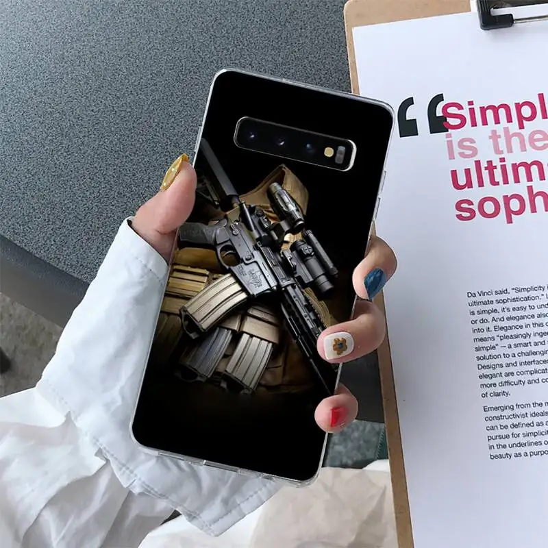 

Sniper Rifle Phone Case For Samsung Galaxy S10 S10e S8 S9 Plus S7 Edge Note10 9 8 Soft Transparent TPU Cove
