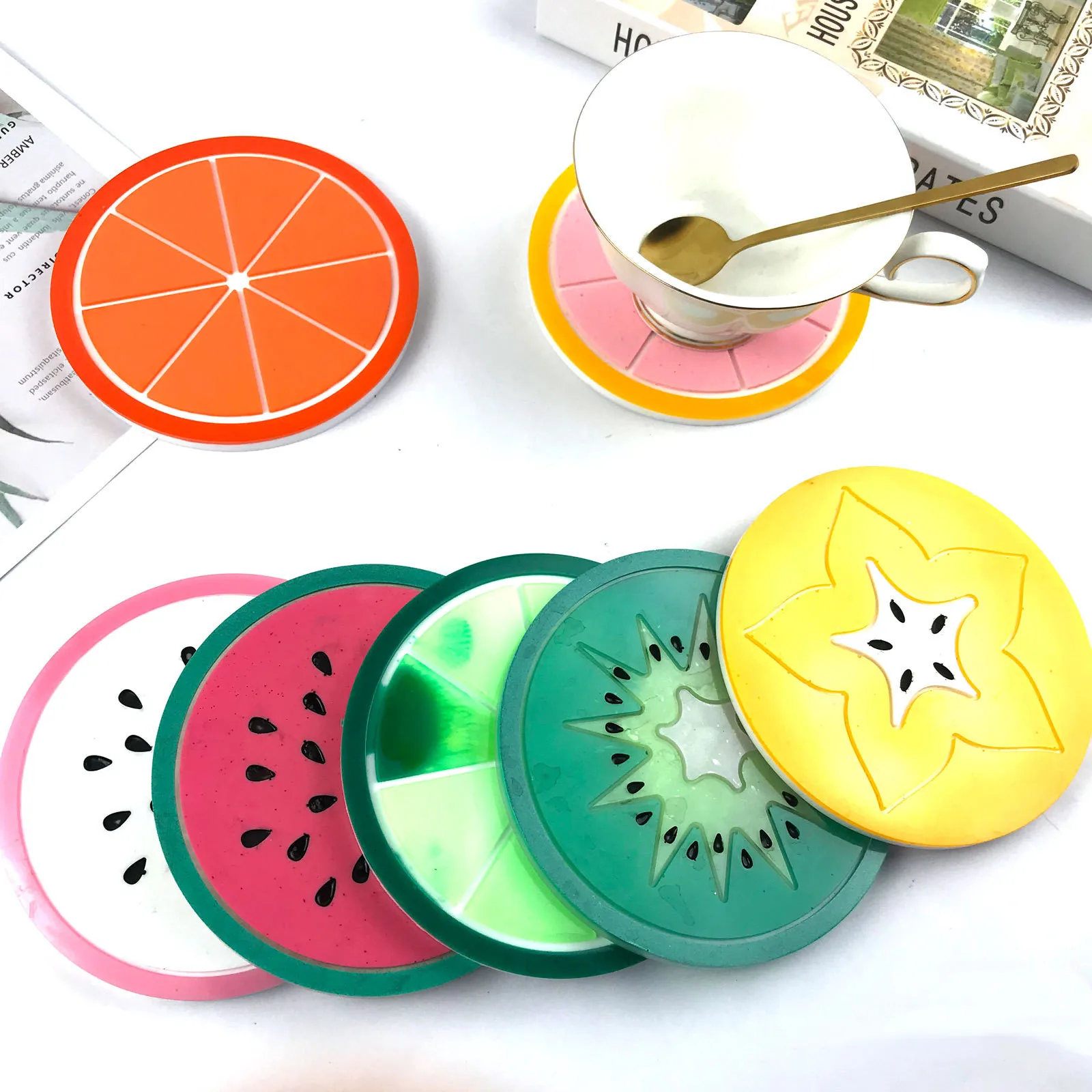 

DIY Fruit Coaster Silicone Mold Mirror Creative Handmade Heat Insulation Pad Crystal Epoxy Resin Mold