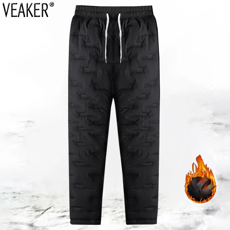 

2021 New Men's Winter Thick Pants Outdoor Trousers Male Warm Black Down Pants M-5XL