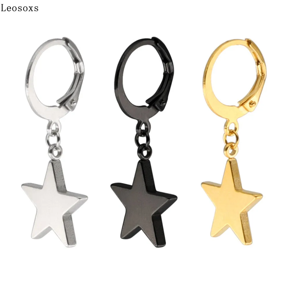 

Leosoxs 1 Pcs Korean Version of Titanium Steel Five-pointed Star Pendant Round Elastic Ear Buckle Jewelry Korean Earrings