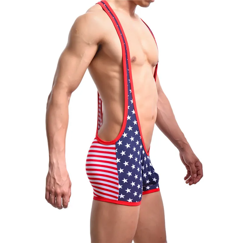 Сексуальное мужское нижнее белье боди борцовская майка леопардовый комбинезон