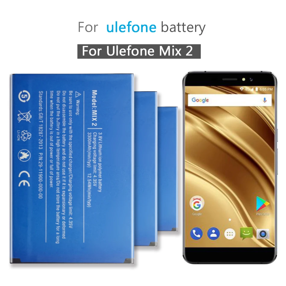 

Для Ulefone Mix 2 3300mAh батареи для Ulefone Mix2