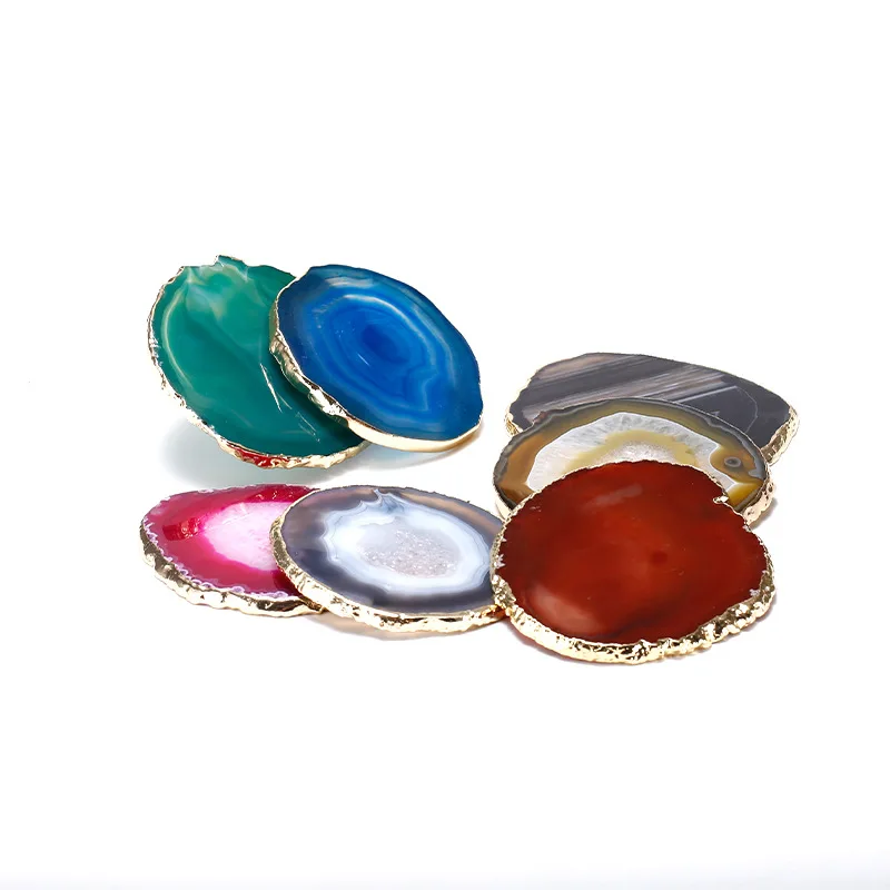 

Подставка для украшений из натурального агата, пластина для ногтей с гальваническим покрытием, изоляционная подставка для кофе, аксессуары...