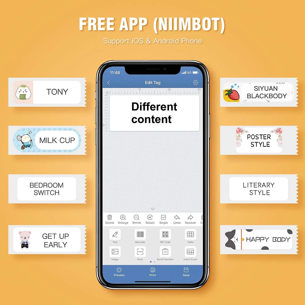 Наклейки для принтера NIIMBOT D11 D110 Проволочная лента этикеток светящаяся