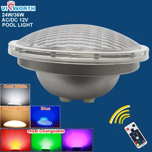 Par56 24 Вт 36 Вт RGB Светодиодная лампа для бассейна SMD5730 Piscina Ip68 Водонепроницаемая фонтанная светодиодная подводная лампа ACDC 12 В