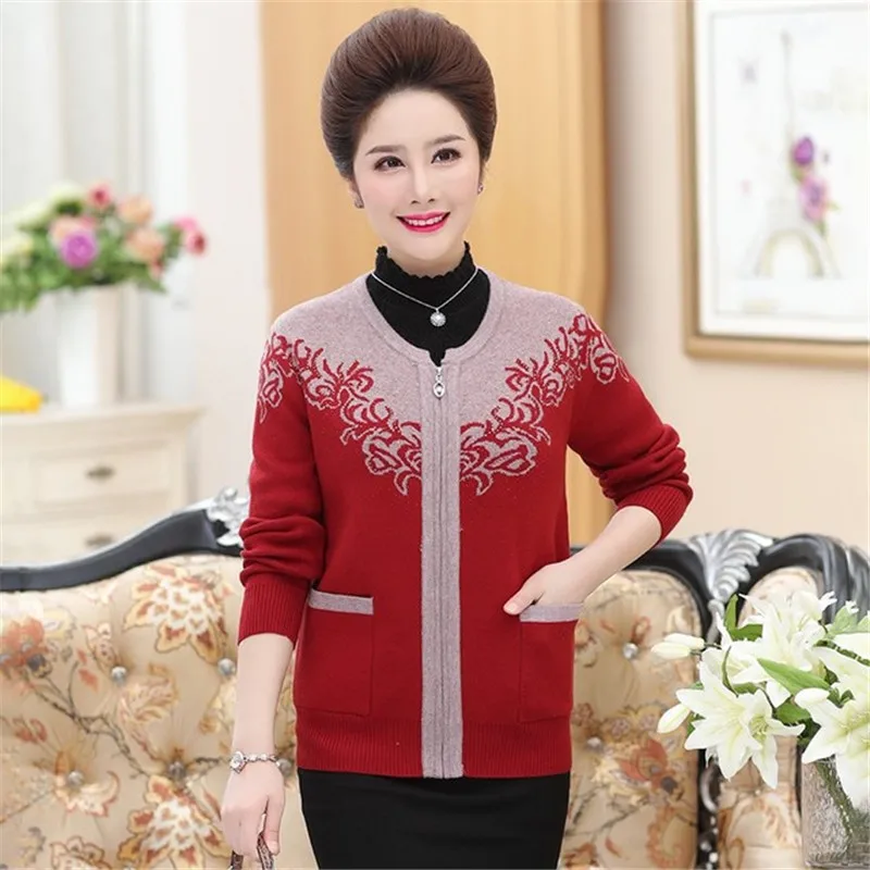 Кардиган женский вязаный с длинным рукавом и цветами весна-осень 903