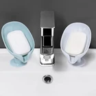 Креативная мыльница, новая присоска в форме листа, держатель для мыла, вертикальный лоток для хранения без перфорации, аксессуары для кухни и ванной