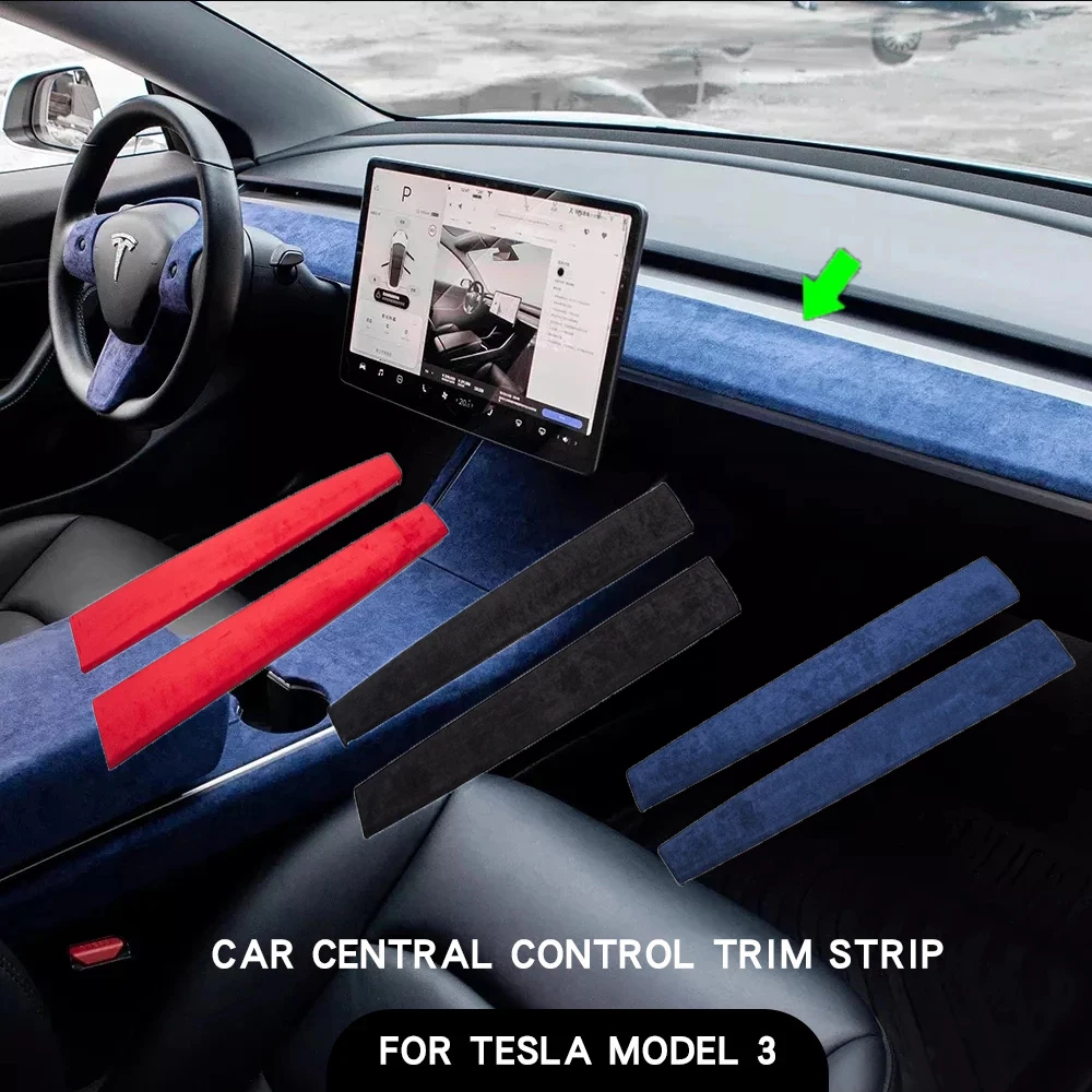 

Car Dashboard Suede Fur Interior Strips For Tesla Model 3 / Model Y Artificial Fur Panel Edge Strip Molding Accessories