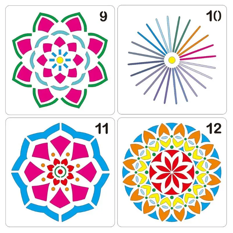 

16pcs/set Mandala Painting Templates Stencils for DIY Rock Scrapbook Coloring Embossing Album Decorative