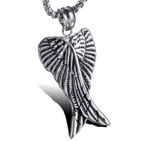megin d vintage punk personality angel wings stainless steel pendants for men women couple friend fashion design gift jewelry