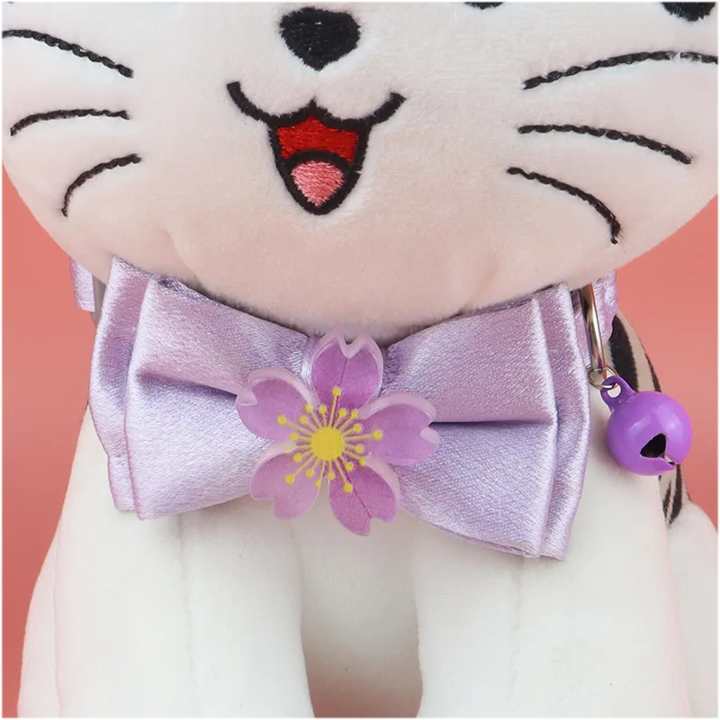 

Pet Bowknot Bell Collar Luminous Strip Design Dog Cat Collar Polyester Anti-lost Pet Sweet Collars Adjustable Anti-suffocation