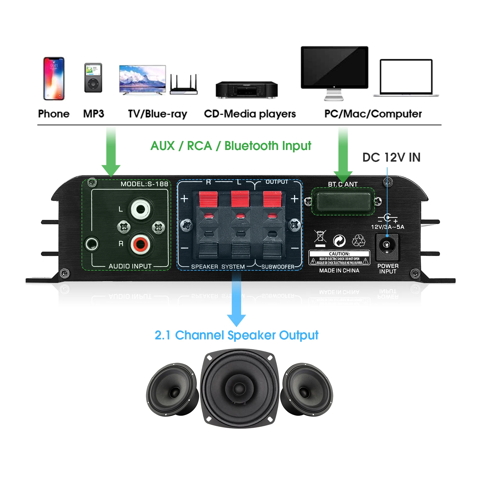 Цифровой усилитель Douk Audio 2 1 каналов для дома автомобиля морского транспорта